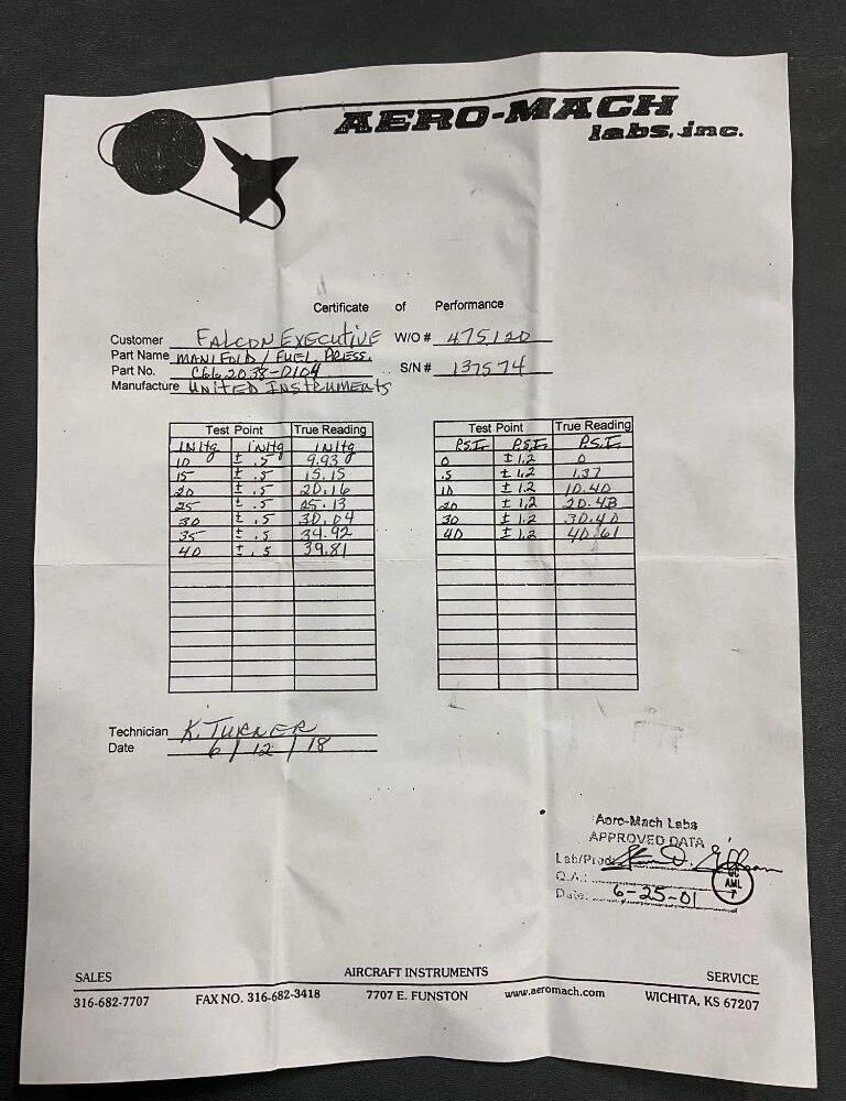 FOR SALE – MANIFOLD PRESSURE / FUEL FLOW INDICATOR