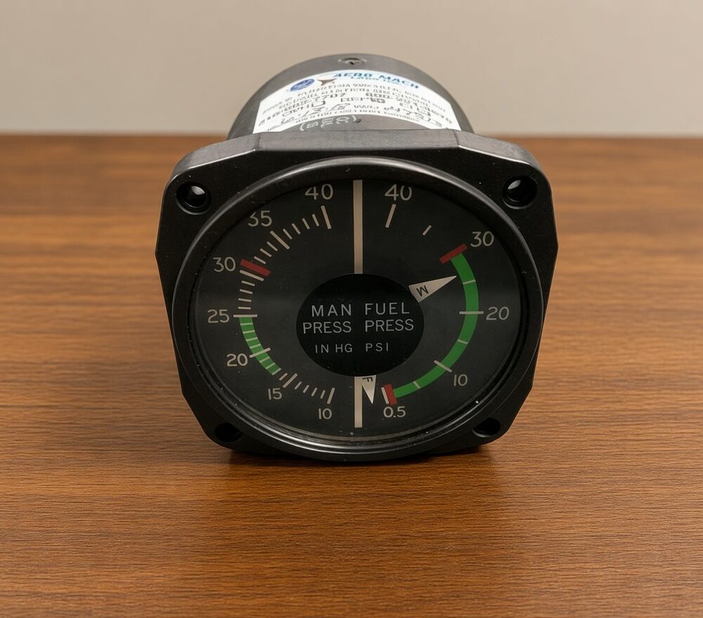 Combined manifold pressure and fuel pressure indicator.